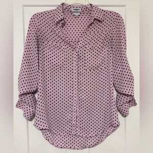 Express Pink Polka Dot Button-Down Shirt - Medium